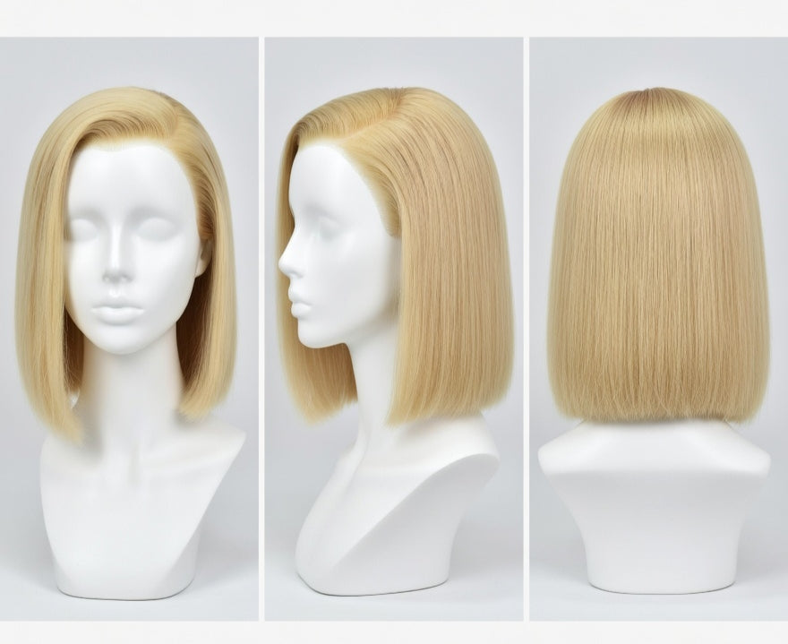 Perruque Lace Front Carré Lisse – Blond Platine Signature