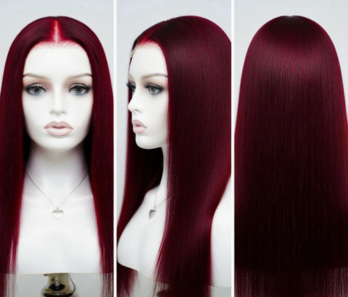 Perruque Bordeaux 99J Longue Lisse .