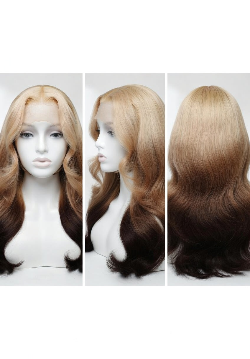 Perruque Lace Front Ondulée Honey Blonde Ombre