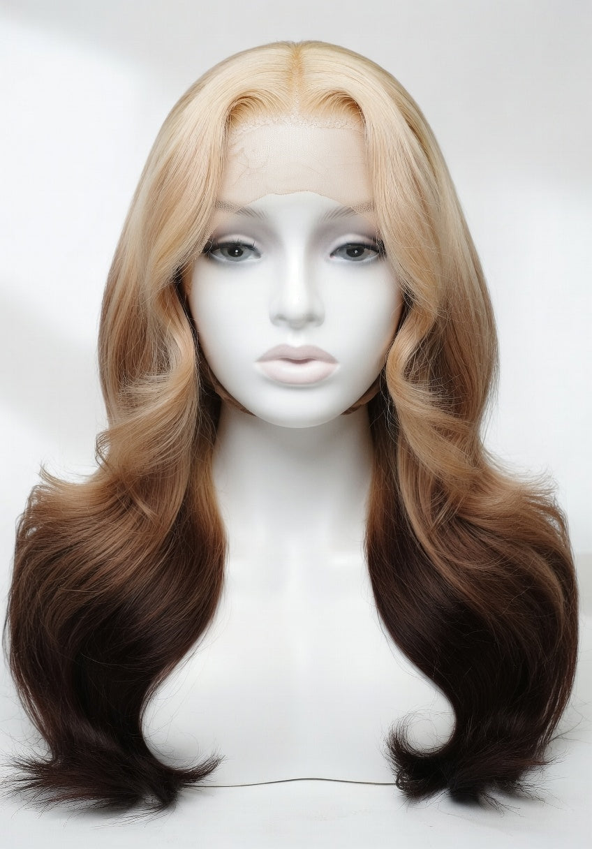 Perruque Lace Front Ondulée Honey Blonde Ombre