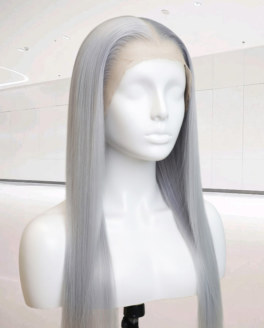 Perruque Lace Front Longue Silver Grey Platinum