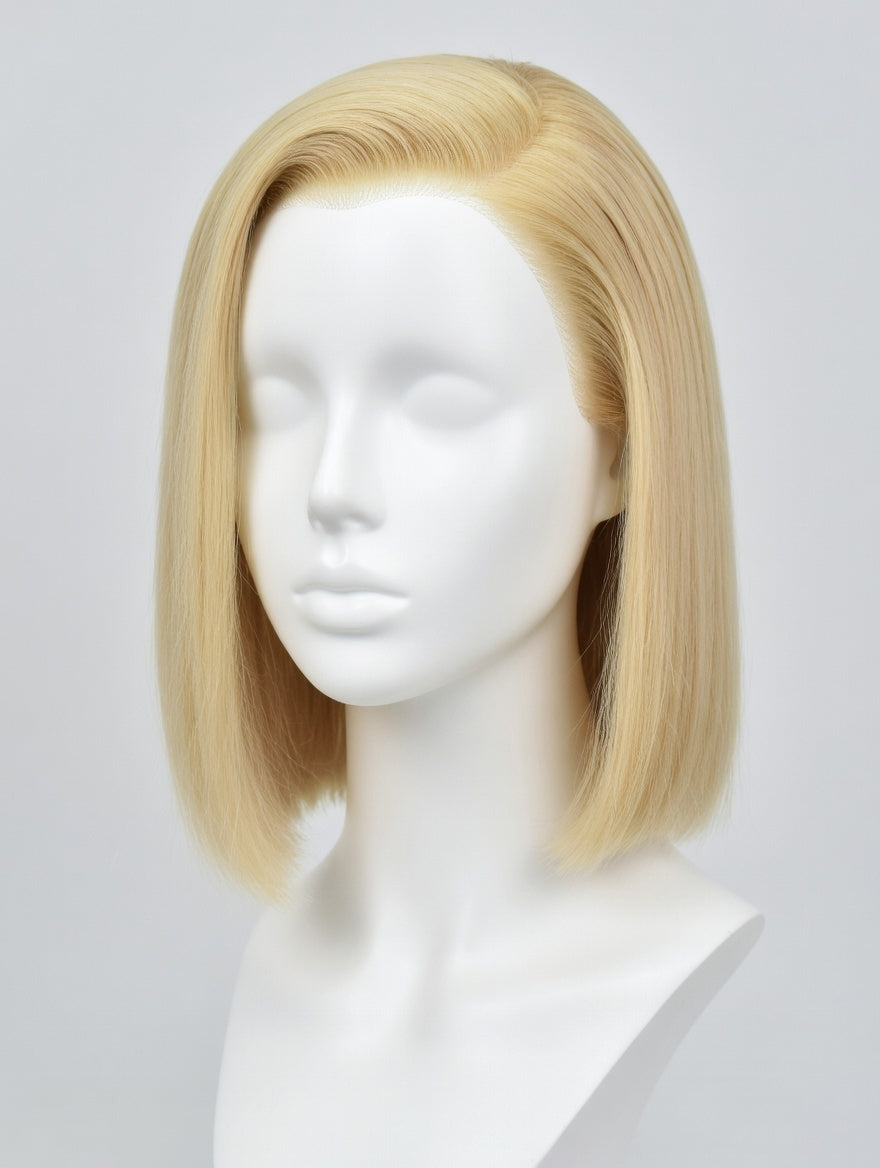 Perruque Lace Front Carré Lisse – Blond Platine Signature
