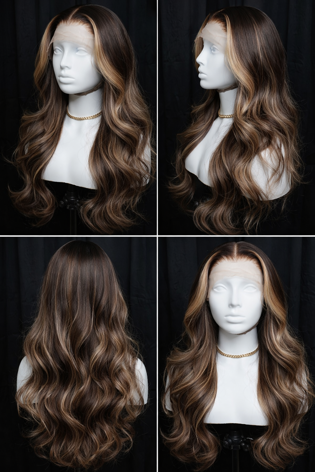 Perruque Lace Front Ondulée  Balayage Miel Caramel Premium