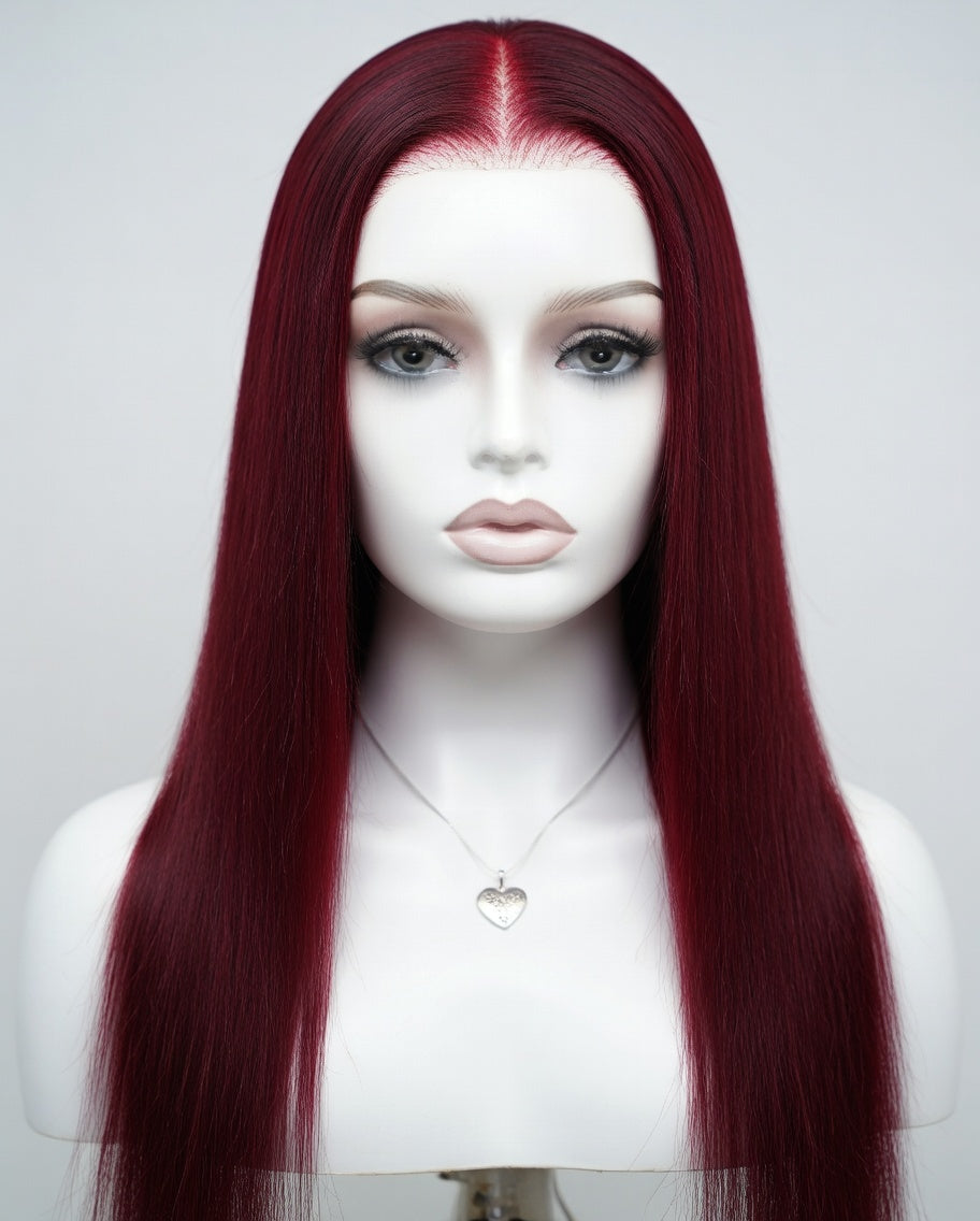 Perruque Bordeaux 99J Longue Lisse .