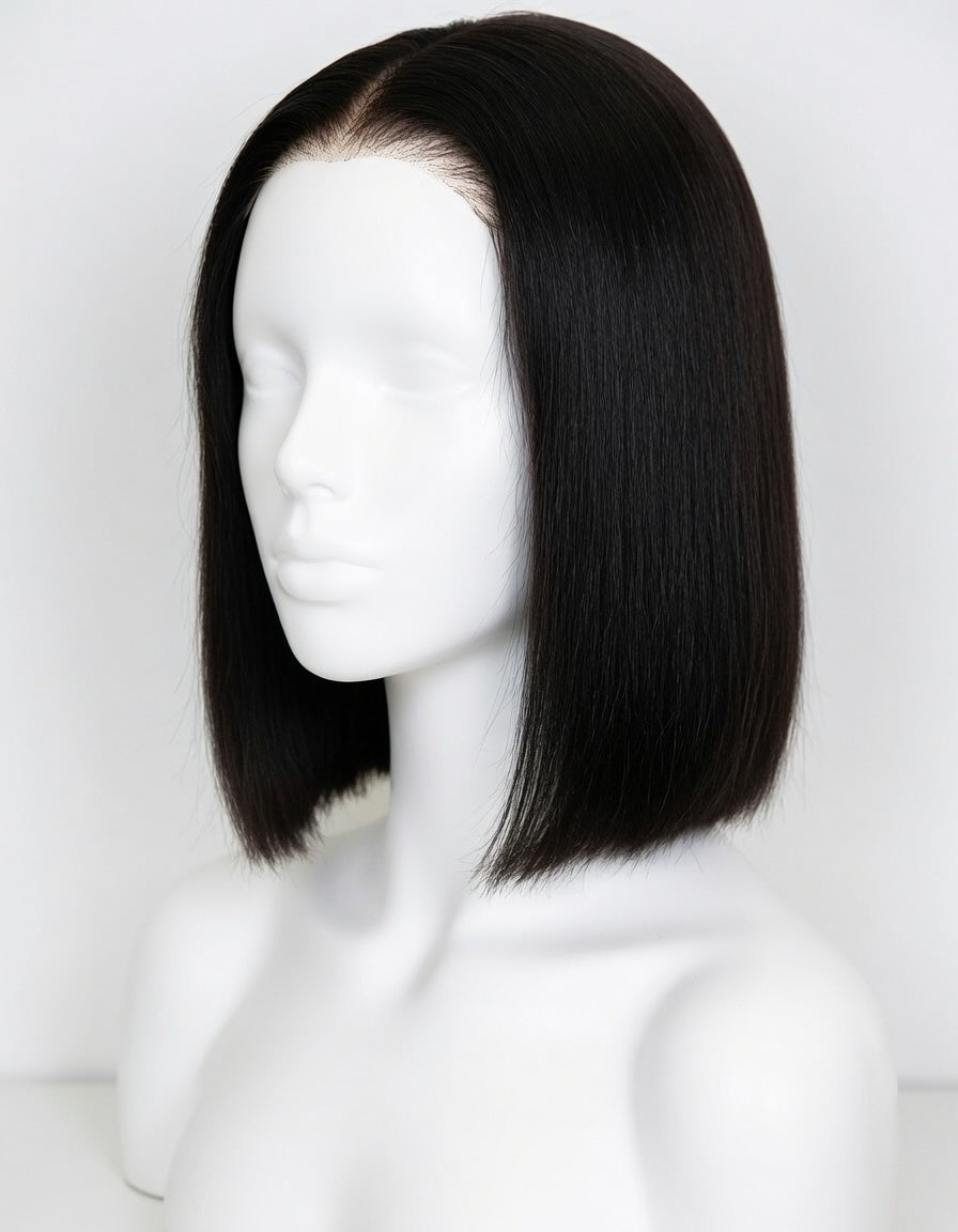 Perruque Bob Droit Classique – Lace Front HD – Noir Naturel Profond
